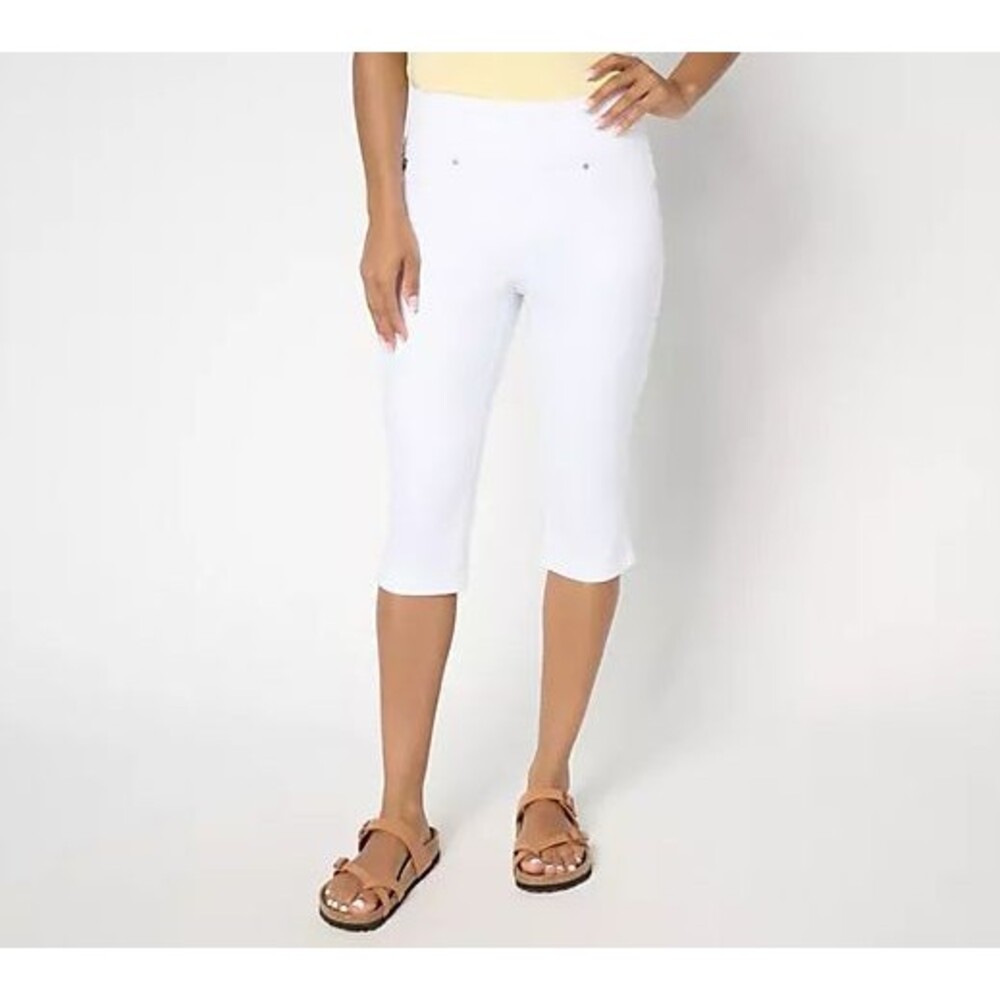 Belle Kim Gravel Pants White Petite 4P TripleLuxe Twill Confetti Pedal Pusher